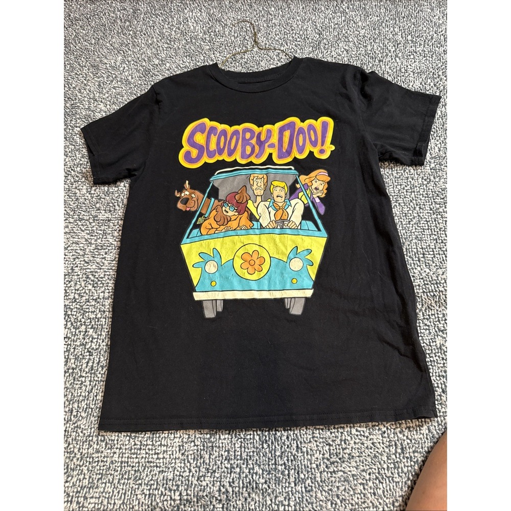 Vintage Scooby Doo Mystery Machine T-Shirt Men's Small Black Graphic Tee